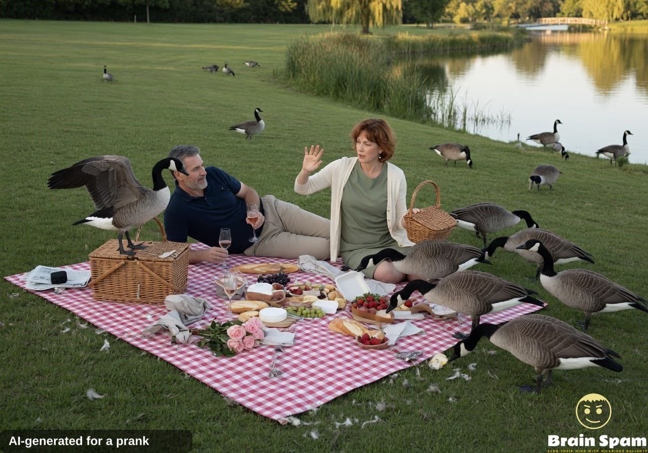 SHOCKING EXCLUSIVE: DANA KRILL'S ROMANTIC PICNIC GETS IMMEDIATELY DISCOVERED BY A FLOCK OF GEESE IN A SCENE YOU WON'T BELIEVE